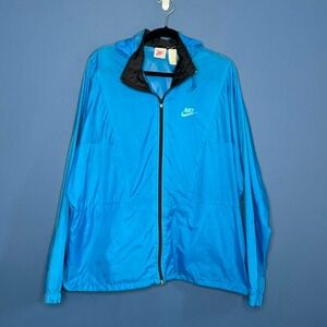 Vintage Nike Windbreaker Men’s Size XL Blue Zip Up Jacket Retro Hood Gorpcore